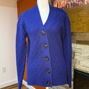 NWT Ann Taylor Long Oversized Cardigan Sweater with cable knit and dots.